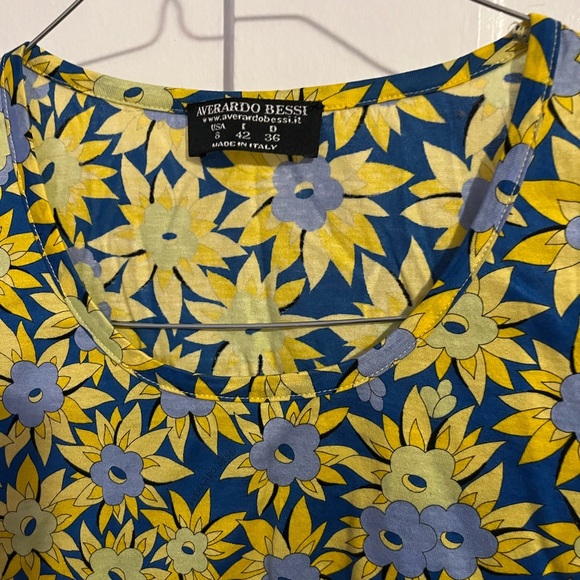 AVERARDO BESSI Italian blue and yellow shirt girls size 8 - Picture 1 of 4